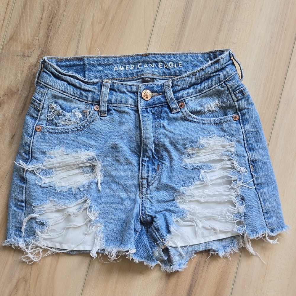 American Eagle Outfitters Distressed Blue Denim Shorts